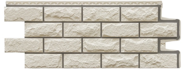 Фасадная панель Grand Line, колотый камень Design, цвет: молочный со швом RAL 7006