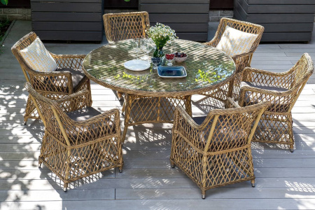 Стол плетеный круглый Эспрессо, Ø 150 см, высота 75 см цвет: соломенный