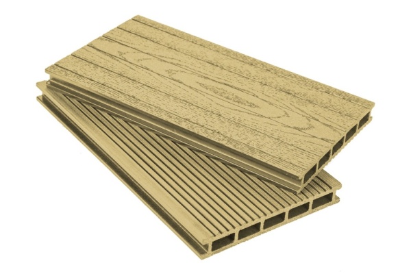 Террасная доска Grand Line 160 мм, L= 4000 мм вельвет и тиснение, цвет: золотой