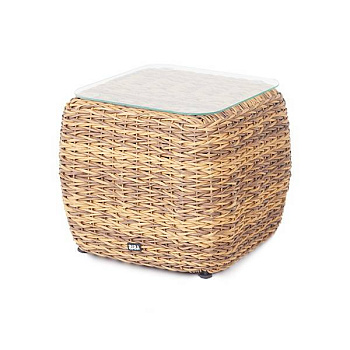 Столик кофейный из искусственного ротанга /гиацинт/, Кальяри, цвет: соломенный