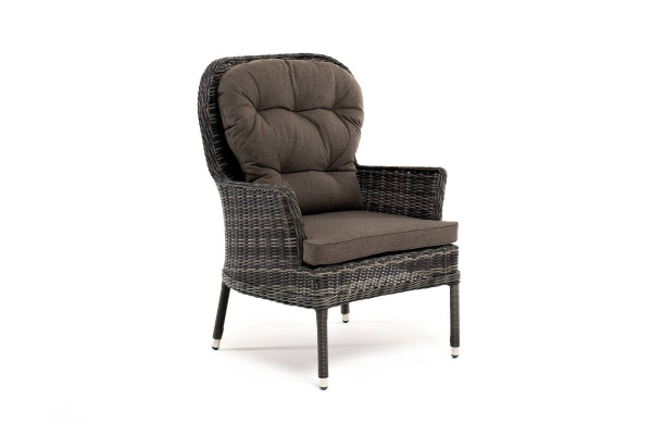 Кресло плетеное из искусственного ротанга, Алиса, с подушками графит