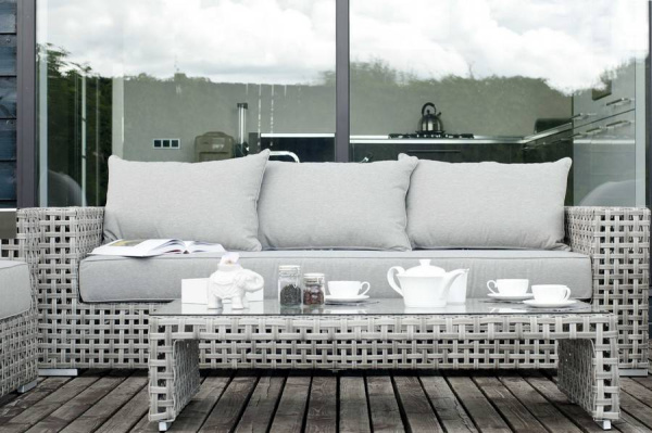 Столик журнальный из искусственного ротанга, Тито, цвет: серый