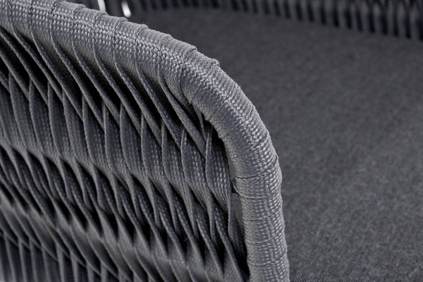 Стул барный из роупа /колос/, Бордо, сталь серый муар, роуп серый 15 мм, ткань темно-серая