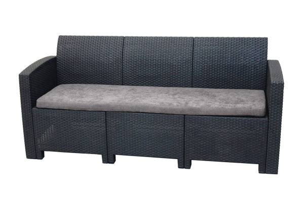 Диван трехместный Arizona, из искуственного ротанга цвет: антрацит