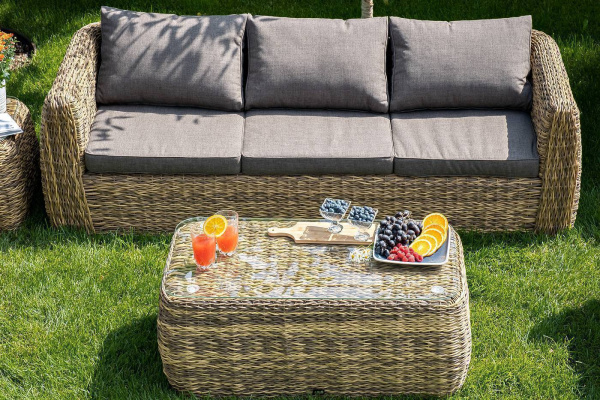 Диван 3-местный из искусственного ротанга /геоцинт/, Кальяри цвет: серый