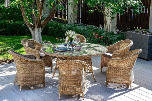 Стол плетеный круглый Эспрессо, Ø 150 см, высота 75 см цвет: соломенный