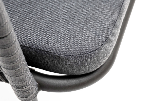 Стул из роупа /колос/, Бордо, каркас алюминий серый муар, роуп серый 15 мм, ткань темно-серая 027