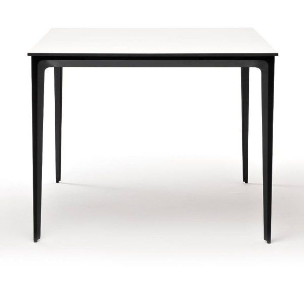 Стол обеденный из HPL 90х90 см, Малага, цвет: молочный, каркас черный