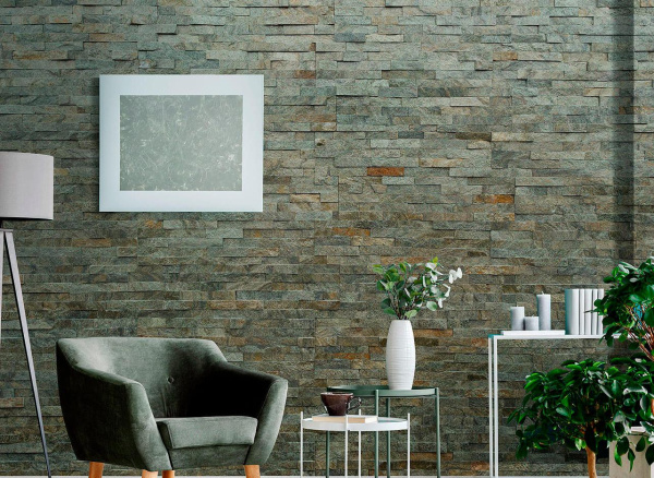 Кварцит, 3D панель из камня, 600х150 мм, Classic Green Quartz, 8 шт/уп