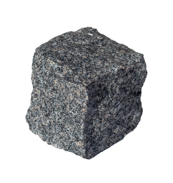 Гранитная брусчатка Каменногорская 100 мм 100х100, колотая, цвет: серый