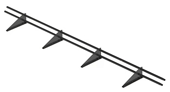 Снегозадержатель трубчатый RoofRetail, L=3000 мм, 4 опоры, 2 трубы, круг Ø25 мм RAL 7024