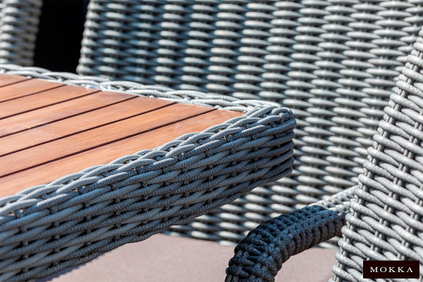 Стол обеденный Mokka Bella, из искусственного ротанга, 170х100 см цвет: серый