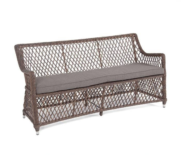 Диван 2-местный из искусственного ротанга, Латте коричневый