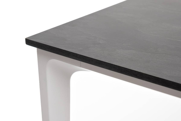 Стол обеденный из HPL 90х90 см, Малага, цвет: серый гранит, каркас белый
