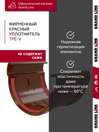 Комплект водосточной системы Дизайн 135 ПВХ Grand Line, 6м/3м, шоколадный