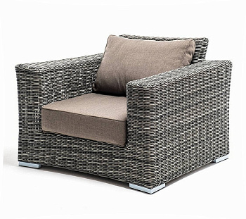 Кресло плетеное из искусственного ротанга, Боно, с подушками графит