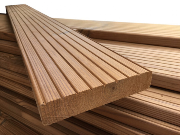 Террасная доска Термососна 140 мм, гладкая и вент. пазы