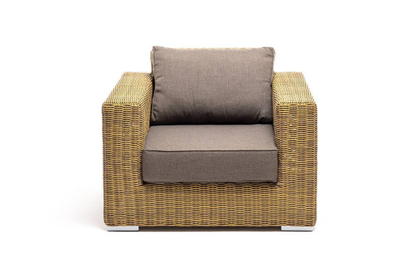 Кресло плетеное из искусственного ротанга, Боно, с подушками соломенный