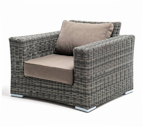 Кресло плетеное из искусственного ротанга, Боно, с подушками графит