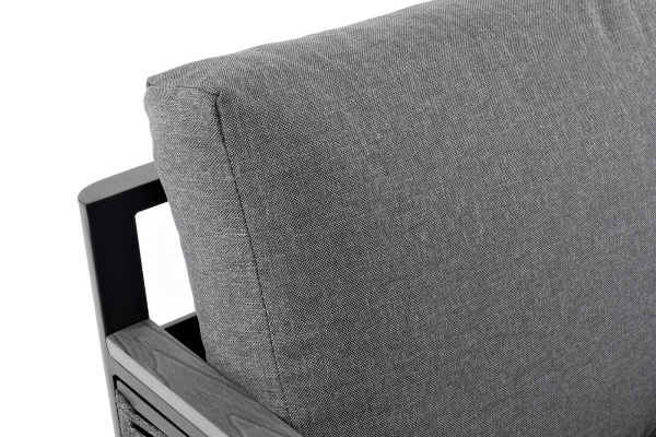 Кресло из роупа садовое, Сан Ремо, каркас алюминий темно-серый, роуп серый, ткань серая