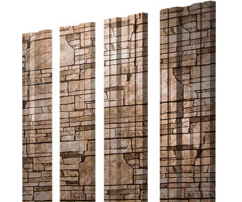 GL Штакетник Twin с прямым резом 0.45 мм, Print Elite, Sand Stone TwinColor