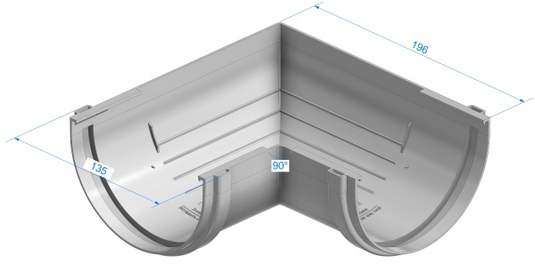 Угол желоба универсальный 90°, Docke Standart, Ø120 мм, цвет: белый