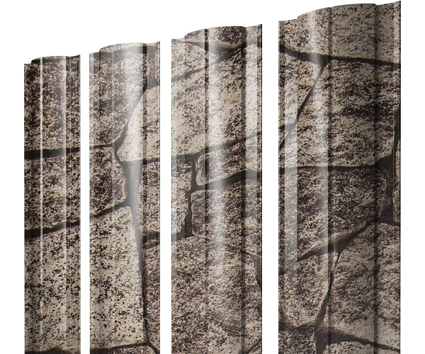 GL Штакетник Круглый с прямым резом 0.45 мм, Print Elite, King Stone TwinColor