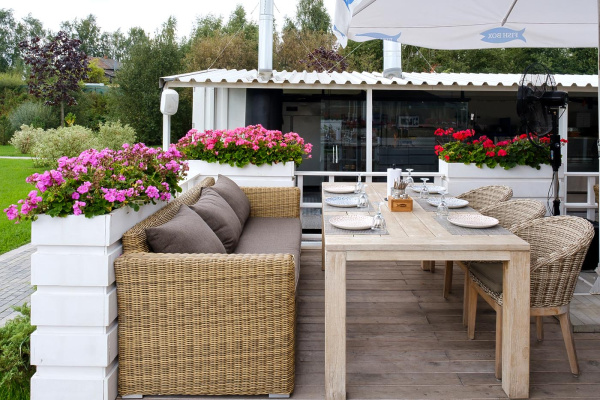 Диван 3-местный из искусственного ротанга, Капучино соломенный