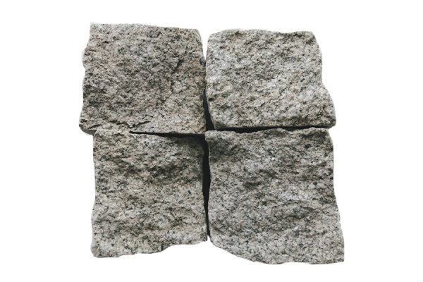 Гранитная брусчатка Мансуровская 100 мм 100х100, колотая, цвет: светло-серый