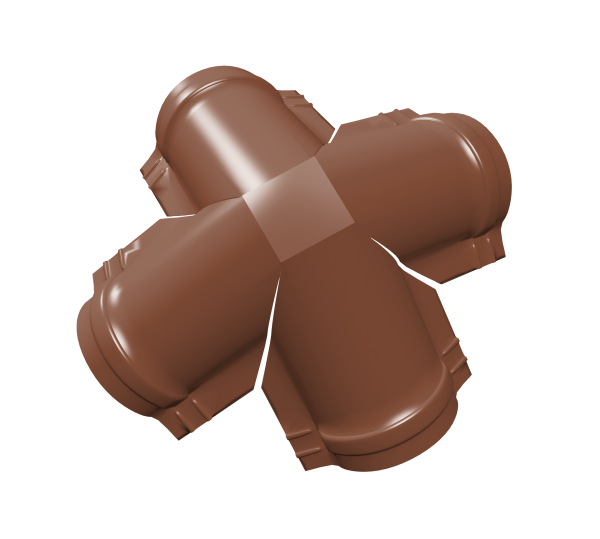 GL X-четверник конька полукруглого 0.45 мм, Drap, RAL 8004