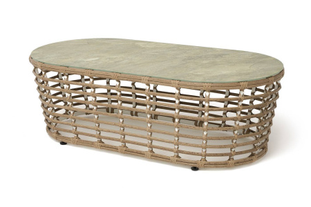 Стол журнальный из искусственного ротанга, Валенсия цвет: соломенный