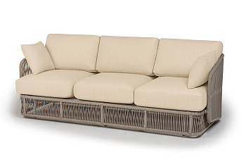 Диван 3-местный из роупа, Альбано,карк алюм свет-серый муар,роуп серый меланж круг,ткань Mossle беж