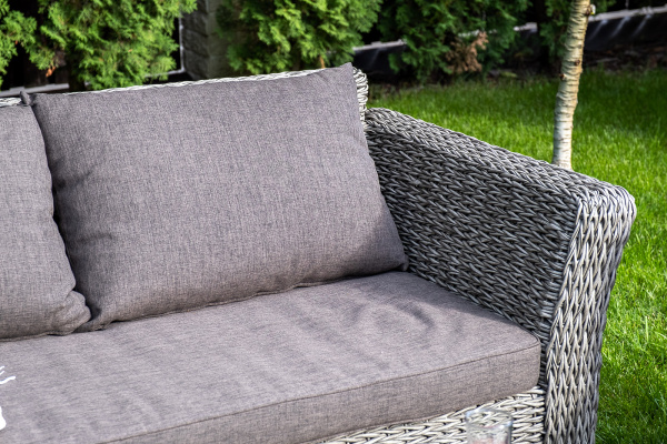 Диван 2-местный из искусственного ротанга /гиацинт/, Капучино серый