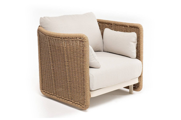 Кресло плетеное из искусственного ротанга, Аликанте, цвет: соломенный