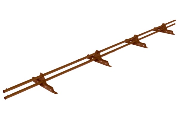 Снегозадержатель для фальцевой кровли Roofsystems Econom Next фальц 4 опоры, 2 трубы, круг Ø25 мм, L=3000 мм, RAL 8004