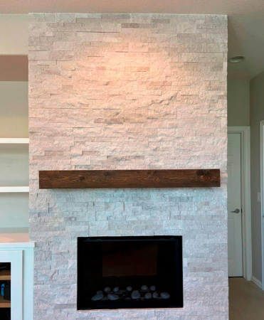 Кварцит, 3D панель из камня, 600х150 мм, Classic White Quartz, 8 шт/уп
