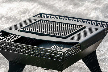 Решетка с чугунной вставкой для очага 900 мм "Морепродукты"