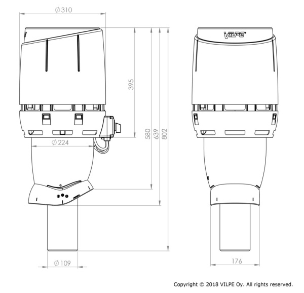 FLOW вентилятор Viple, ЕCo110 P, 110/ ИЗ/ 500 мм черный