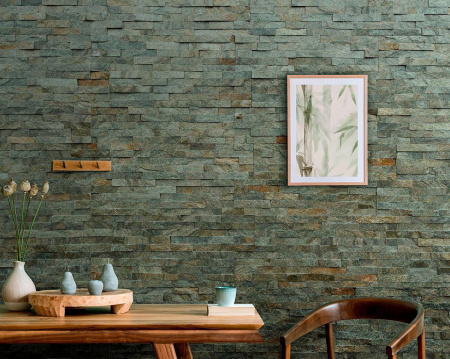 Кварцит, 3D панель из камня, 600х150 мм, Classic Green Quartz, 8 шт/уп