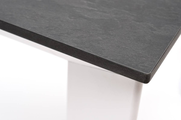 Стол обеденный из HPL 160х80 см, Венето, цвет: серый гранит, каркас белый