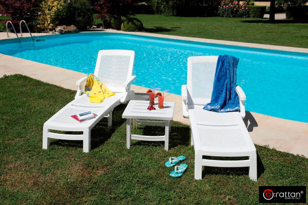 Шезлонг B:Rattan Miami складной, цвет: белый