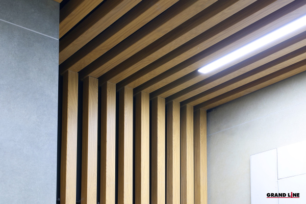 GL Кубообразная рейка 50х50 мм, L=3000 мм 0.45 мм, Zn, Honey Wood