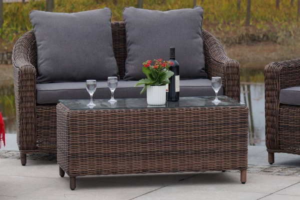 Диван 2-местный из искусственного ротанга, Кон Панна коричневый