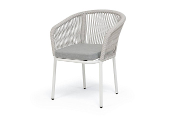 Стул из роупа, Марсель, каркас алюминий белый муар, роуп светло-серый tex, ткань светло-серый