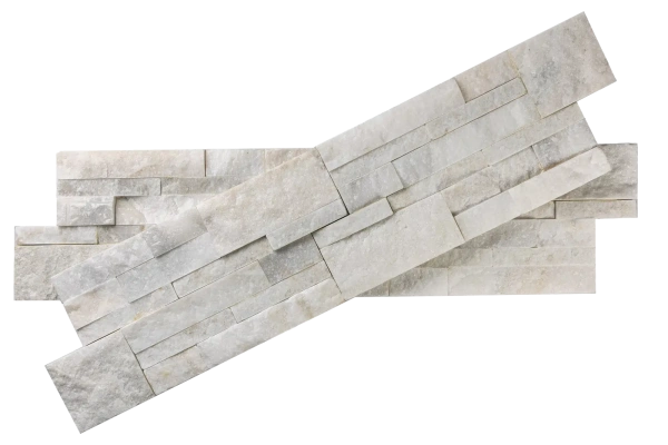 Кварцит, 3D панель из камня, 350х180 мм, Modern White Quartz