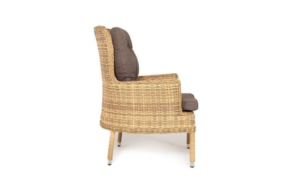 Кресло плетеное из искусственного ротанга, Алиса, с подушками соломенный