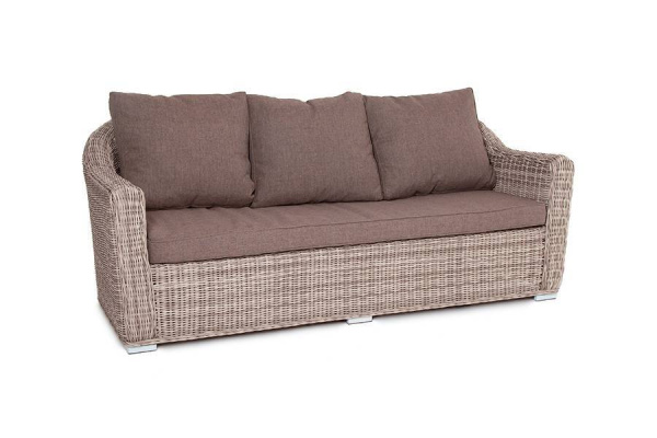 Диван 3-местный из искусственного ротанга, Фабриция, цвет серый