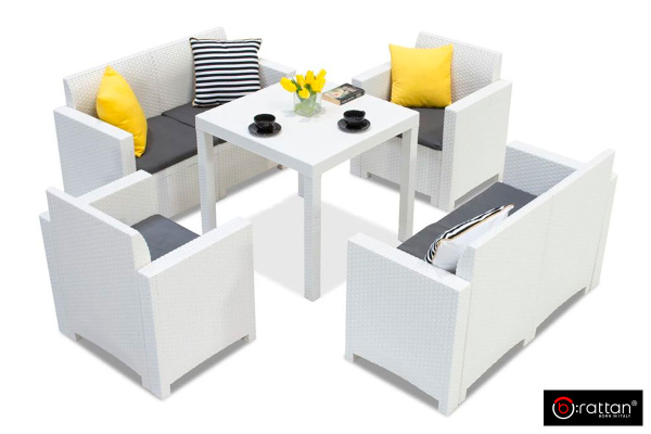 Стол B:Rattan Dallas пластиковый под ротанг, 80х80 см, цвет: белый