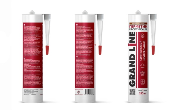 Герметик Grand Line силиконовый, Professional нейтральный, шоколадный, 280 мл