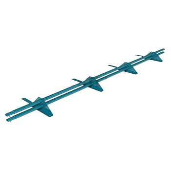 Снегозадержатель для композитной черепицы Roofsystems Prestige 4 опоры, 2 трубы, овал 45х25, L=3000 мм, RAL 5015